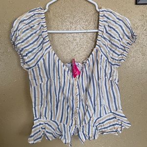 blashe button detail striped blouse